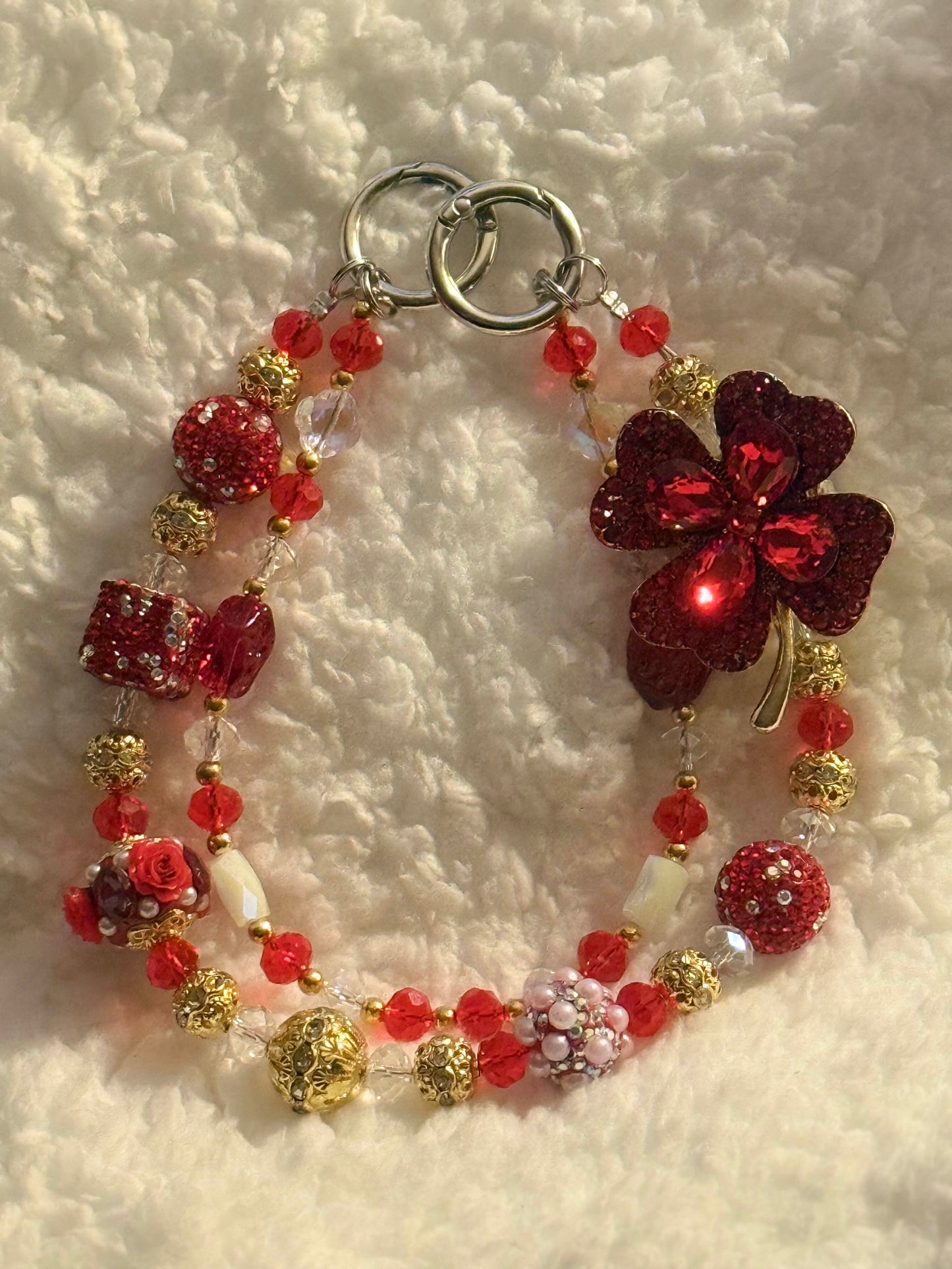 Kawaii Beaded Phone Charm & Keychain – Rhinestone, Cute Aesthetic Accessory