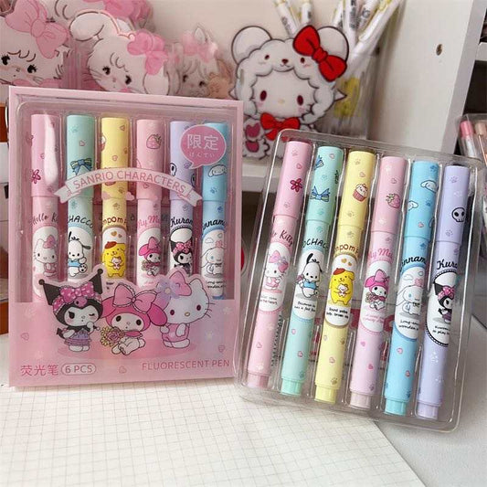 Sweet Set of 6 Kawaii highlighters