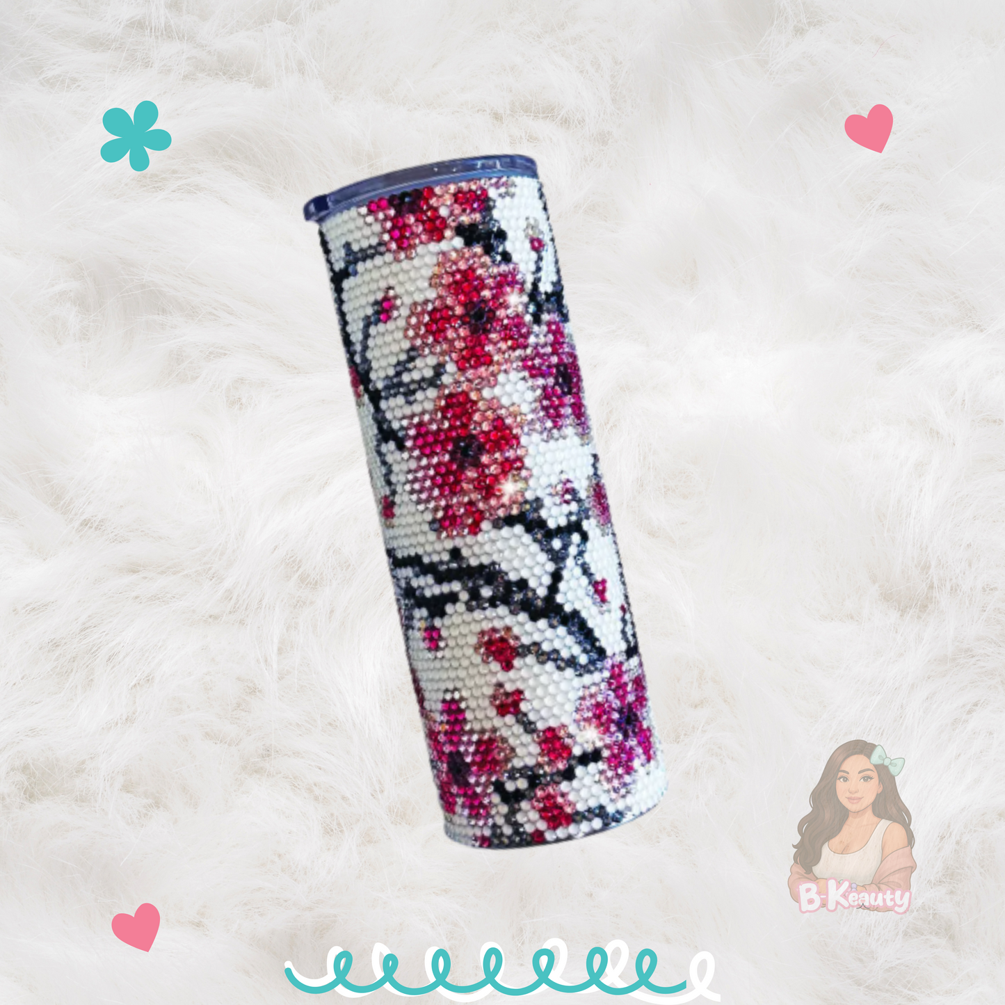 🌸 Cherry Blossom Rhinestone Tumbler – 20oz Skinny