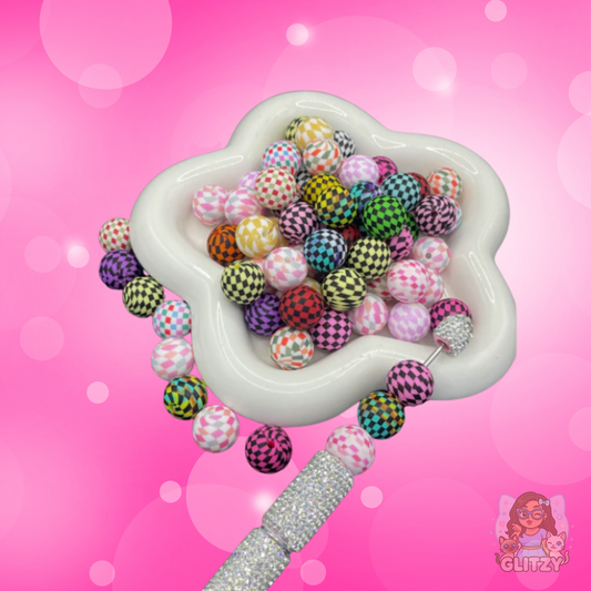 Lattice Printed Silicone Beads – 15mm, Random Color Mix