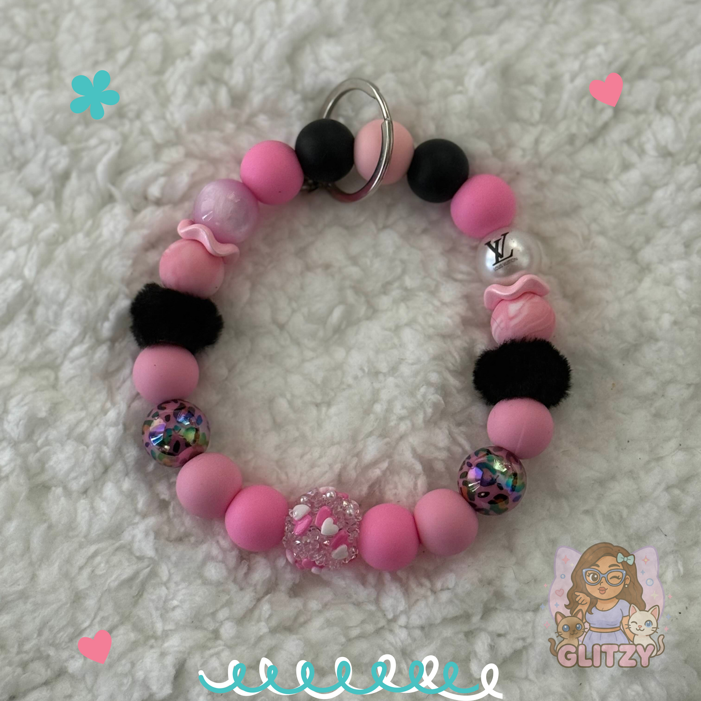 Luxe Baddie Beaded Wristlet – Glam Pink Edition