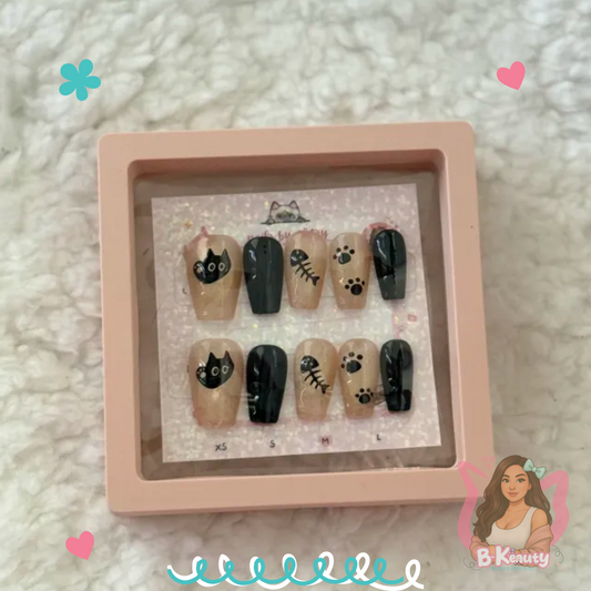 Black Cat Press-On Nail Set