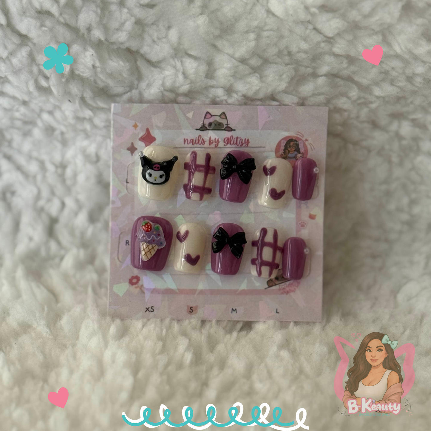 Kuku Sweetheart Press-On Nail Kit – Grape Cream Edition