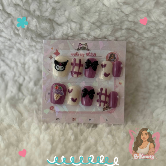 Kuku Sweetheart Press-On Nail Kit – Grape Cream Edition