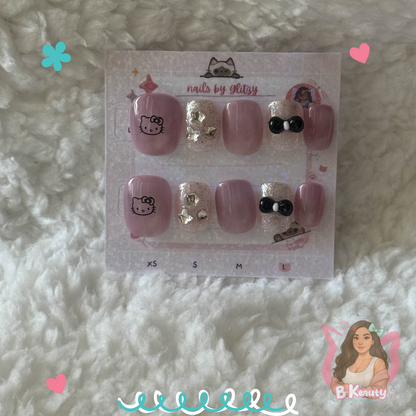 Pink Kitty Press-On Nail Kit
