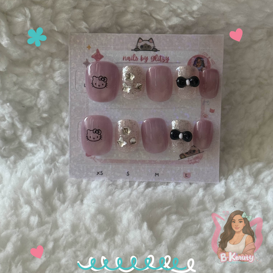 Pink Kitty Press-On Nail Kit