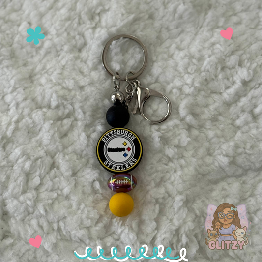 Pittsburgh Steelers Beaded Keychain – Game Day Glam Edition