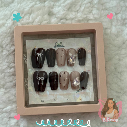 Mocha Dot Press-On Nail Kit