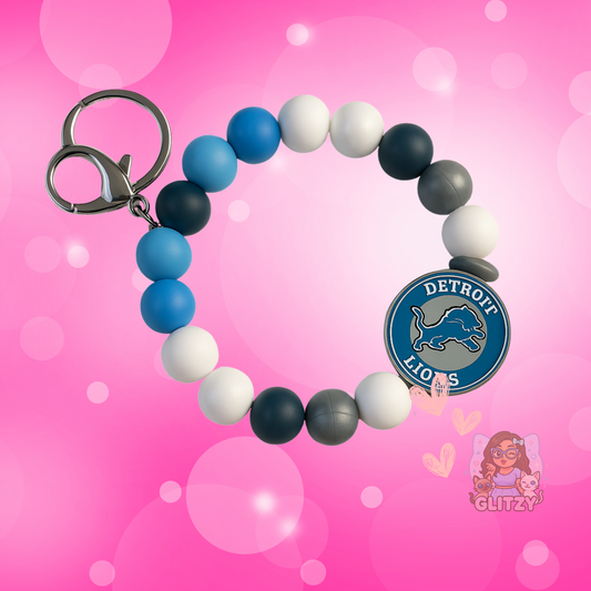Detroit Lions Beaded Wristlet Keychain 🏈💙