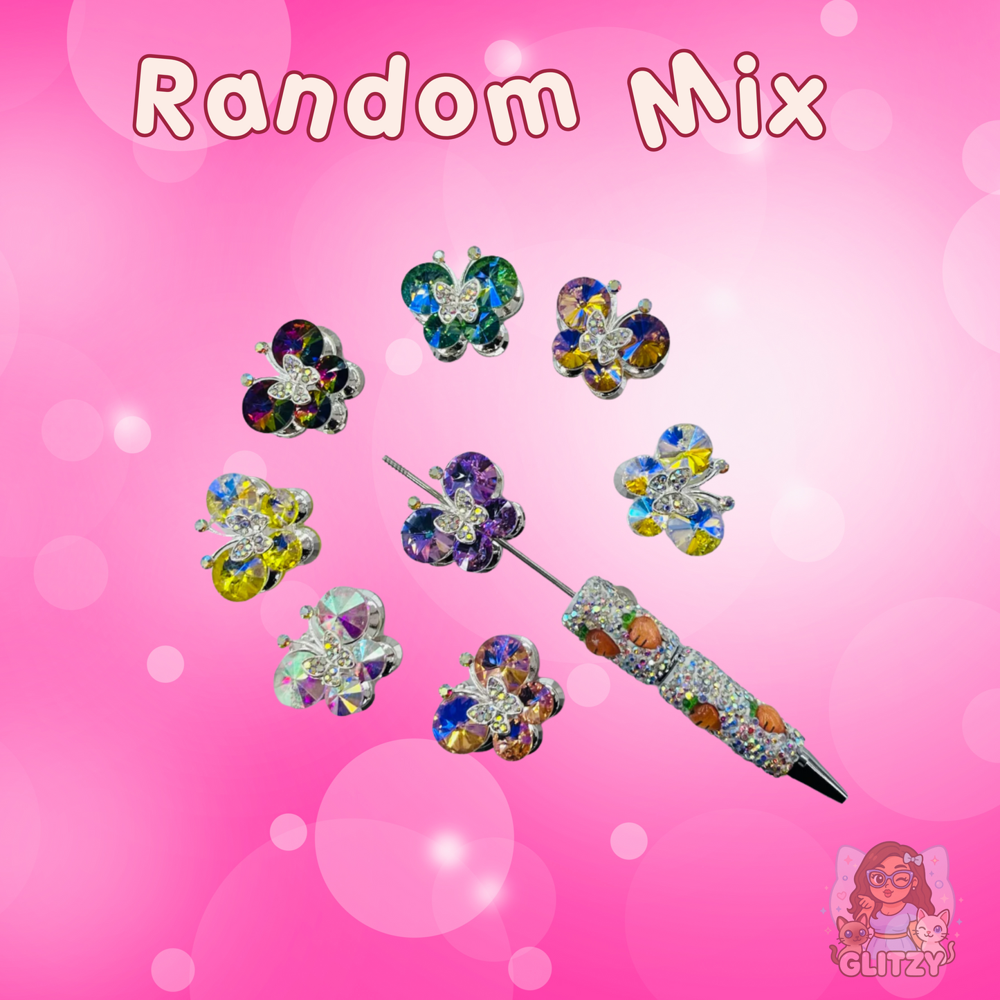 Glittery Alloy Butterfly Beads— Rainbow Surprise Mix