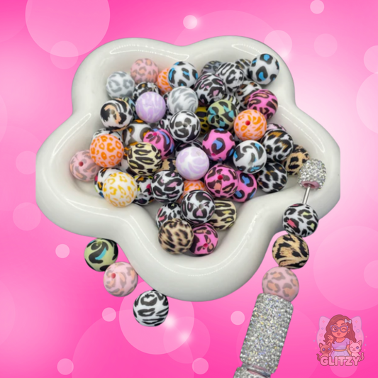 Leopard Print Silicone Beads – 15mm