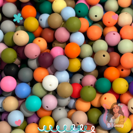 100pcs Mixed 15mm Solid Silicone Beads