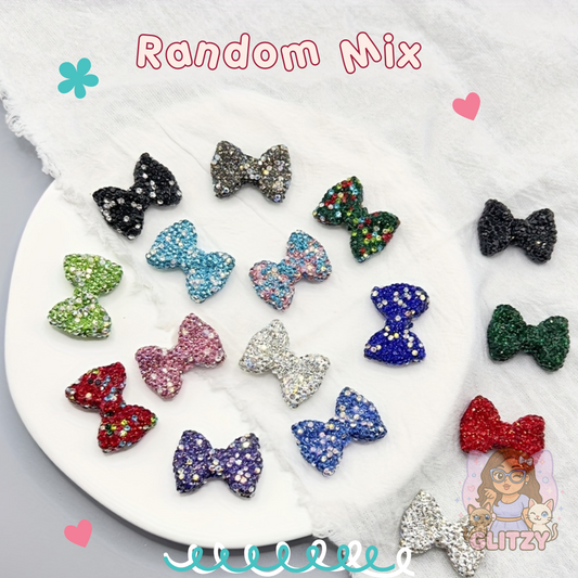 Glitzy Sparkle Bows / Colorful Clay Beads with Shiny Rhinestones
