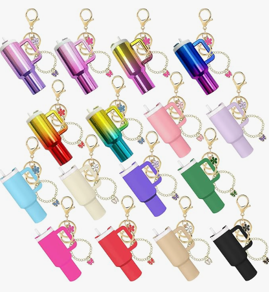 Mini Tumbler Keychain 2 Way Cute Charms Chapstick Lip Balm Holder for Women Purse Handbag