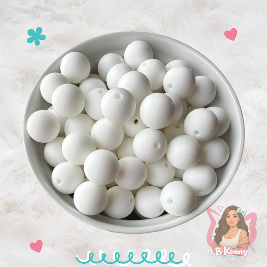 15mm Solid Color Silicone Bead - White