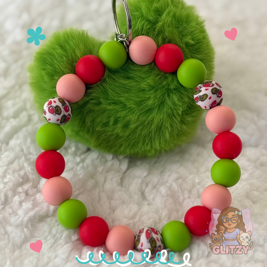 The Grinchmas Oversized Wired Beaded Wristlet – Holiday Fuzzy Charm Edition